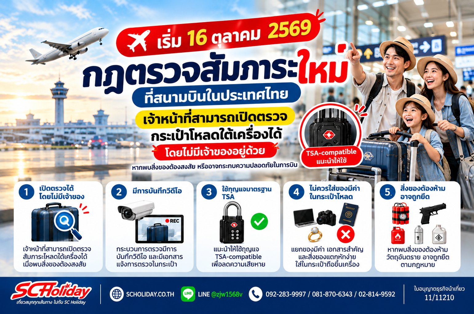 กฎตรวจสัมภาระใหม่ 2569 เริ่ม 16 ต.ค. | CAAT เปิดกระเป๋าได้ไหม?