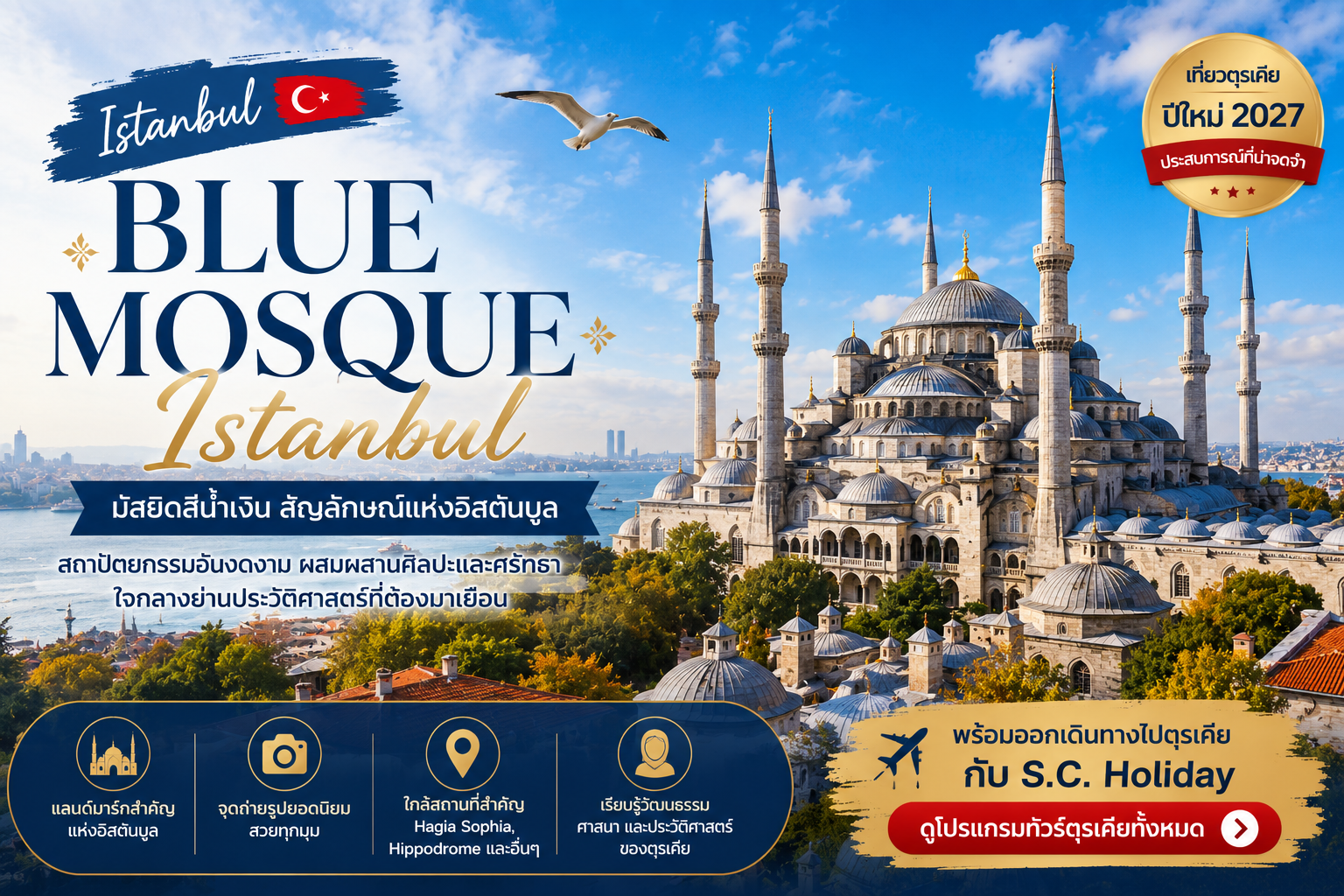 Blue Mosque Istanbul เที่ยวมัสยิดสีน้ำเงิน | ประวัติ วิธีเข้าชม การแต่งกาย และ