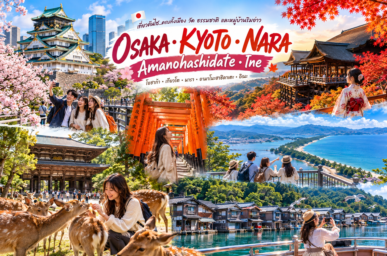 เที่ยวโอซาก้า–เกียวโต–นารา 2026–2027 ไปไหนดี? คันไซครั้งแรก + Amanohashidate–Ine